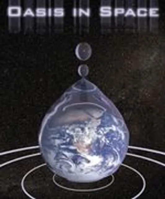 A waterdrop overlaid on a image of earth to depict the search for water in the solar system. 