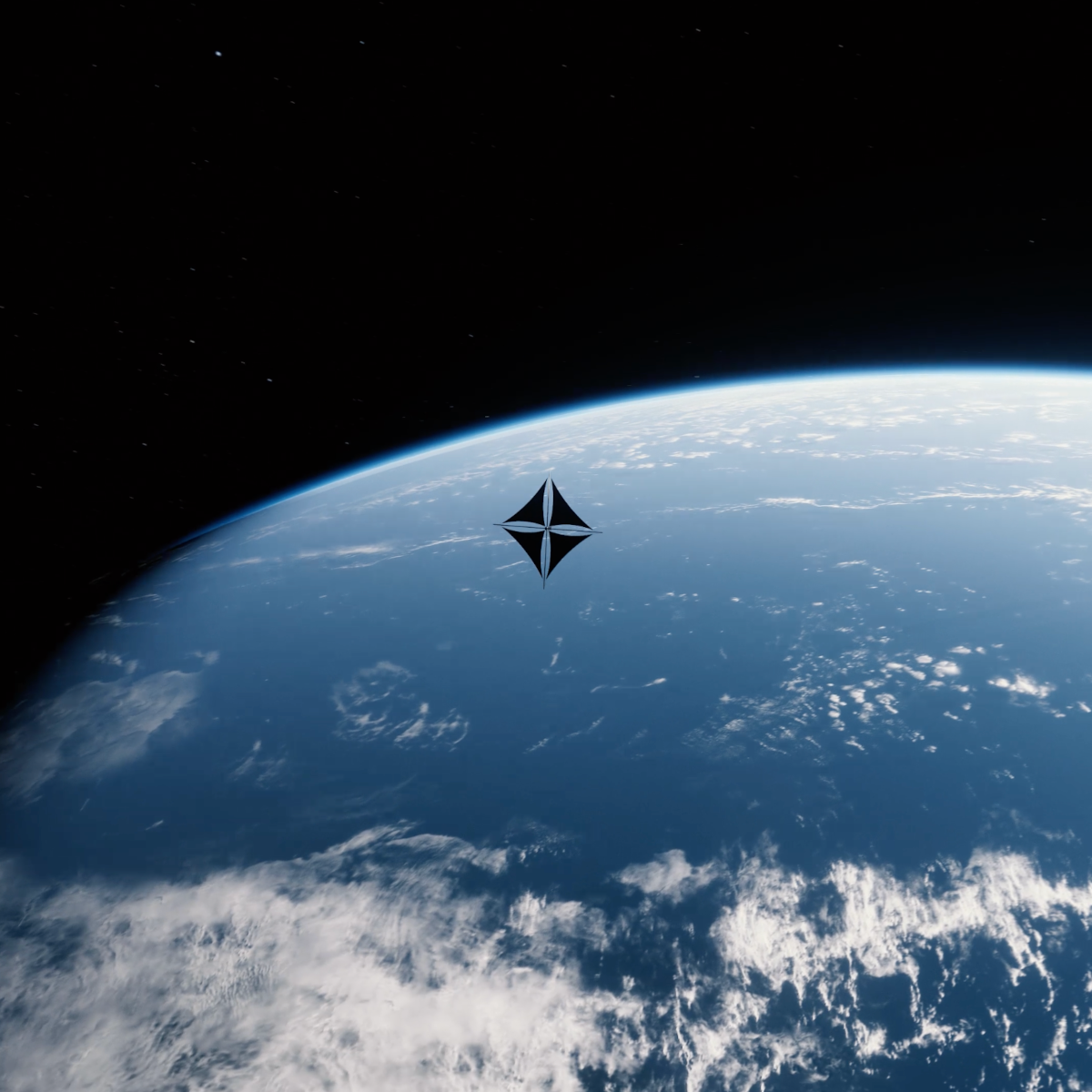 Artist rendition of a Reflect Orbital satellite in orbit above the Earth
